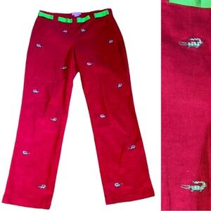 Lilypod Vintage Red & Green Embroidered Alligator Ribbon Corduroy Pants - 6